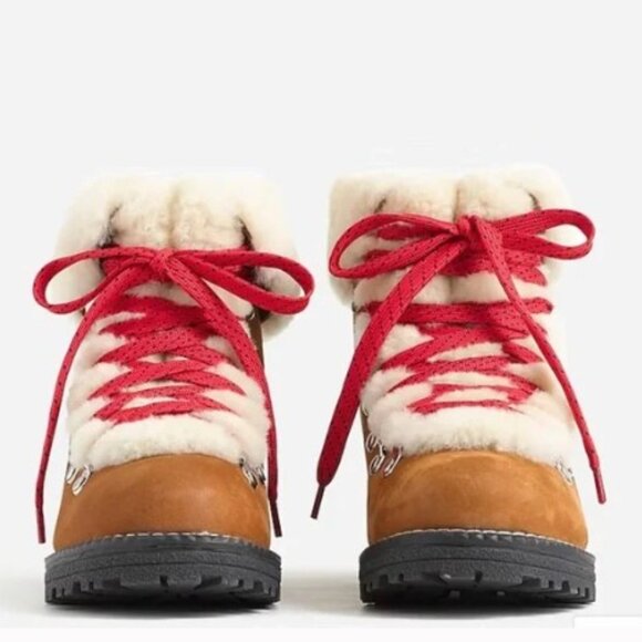 J. Crew | Shearling Nordic Boots | Glazed Pecan | Size 8 - Picture 4 of 11